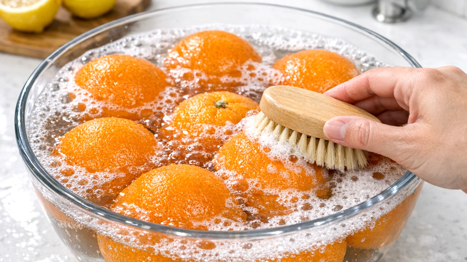 Come pulire e lavare correttamente le arance per eliminare residui di pesticidi, cere e impurità dalla buccia, soprattutto quando si intende utilizzarla per ricette, marmellate o decorazioni"